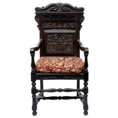 19th Century Antique Carved Rosewood Wainscot Chair