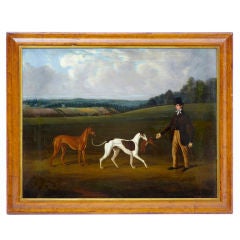 19th Century Fine Oil Painting Of Hare Coursing
