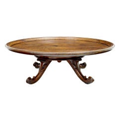 Large Antique Victorian Solid Oak Lazy Susan Table