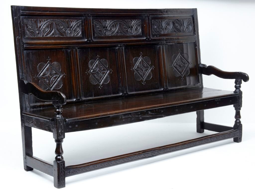 Antique Carved Oak Settle
