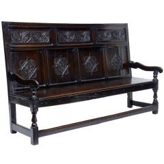 Antique Carved Oak Settle
