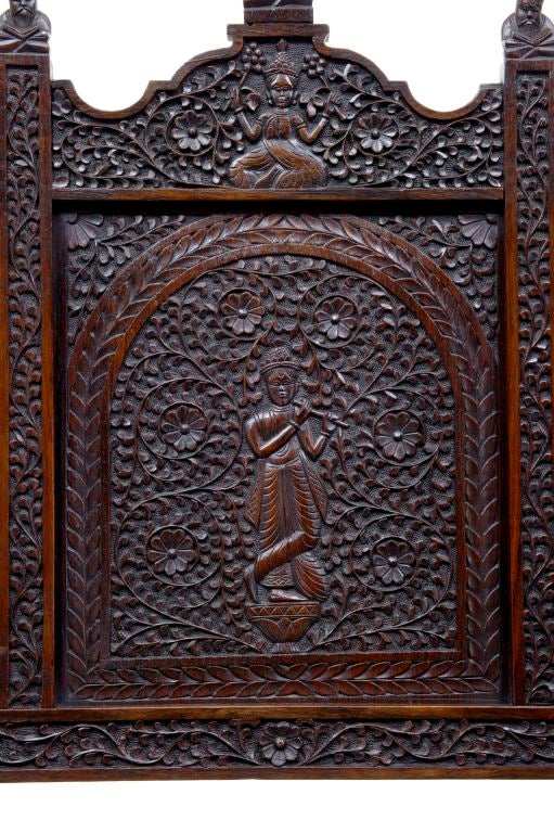 19th Century Anglo Indian Carved Rosewood Settle Bench 2