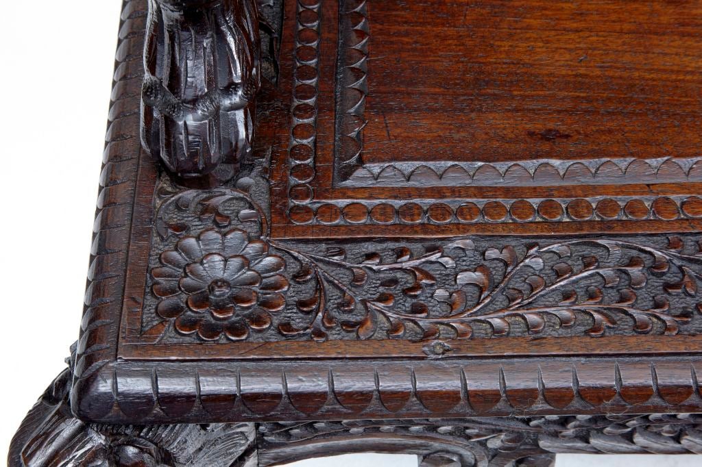 19th Century Anglo Indian Carved Rosewood Settle Bench 5