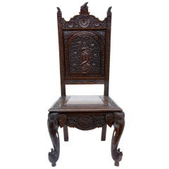 Antique 19th Century Anglo Indian Carved Rosewood Chair
