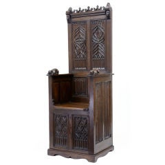 19th Century Antique Gothic Oak Throne Chair