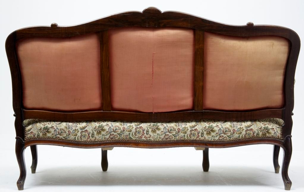 19th Century Antique French Rosewood Upholstered Sofa In Excellent Condition In Debenham, Suffolk