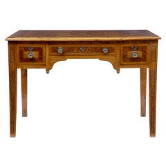 19th Century Antique Continental Inlaid Yew Wood Desk