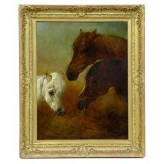 Oil On Canvas Study Of Three Horses' Heads By Edward Smythe