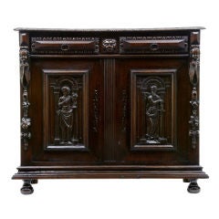 19th Century Antique Carved Oak Cabinet