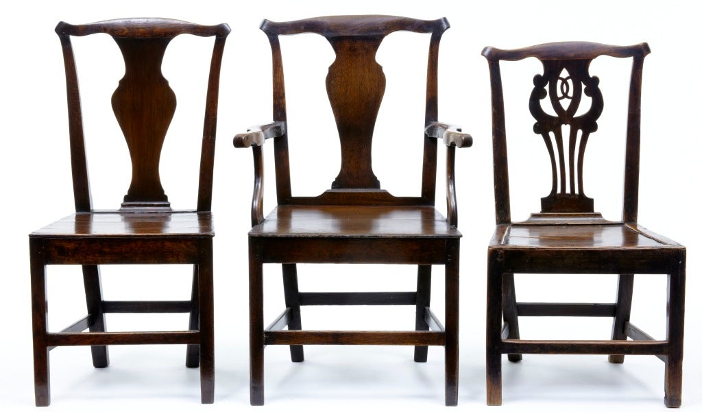 English Harlequin Set Of 10 18th Century Antique Oak Dining Chairs
