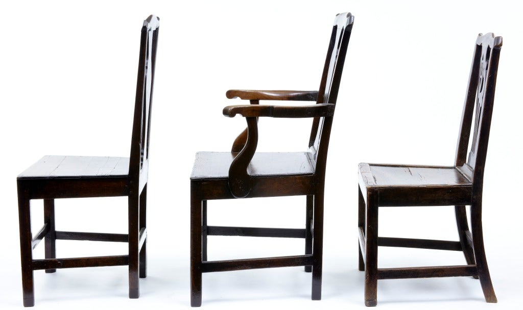 18th Century and Earlier Harlequin Set Of 10 18th Century Antique Oak Dining Chairs