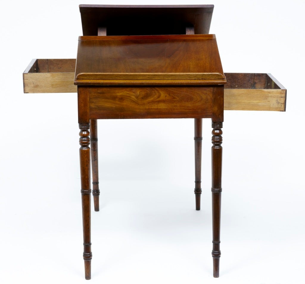 English 19th Century Antique Mahogany Double Sided Reading Table