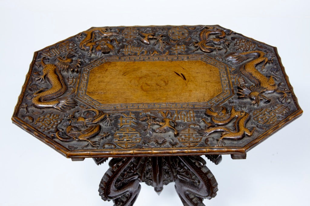 19th Century Antique Carved Chinese Occasional Table