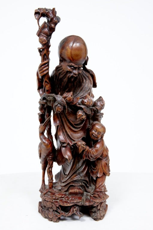 19TH CENTURY ANTIQUE CHINESE CARVED ROOT IMMORTAL<br />
<br />
CIRCA 1890'S<br />
<br />
360 DEGREES OF BEAUTIFUL CARVING