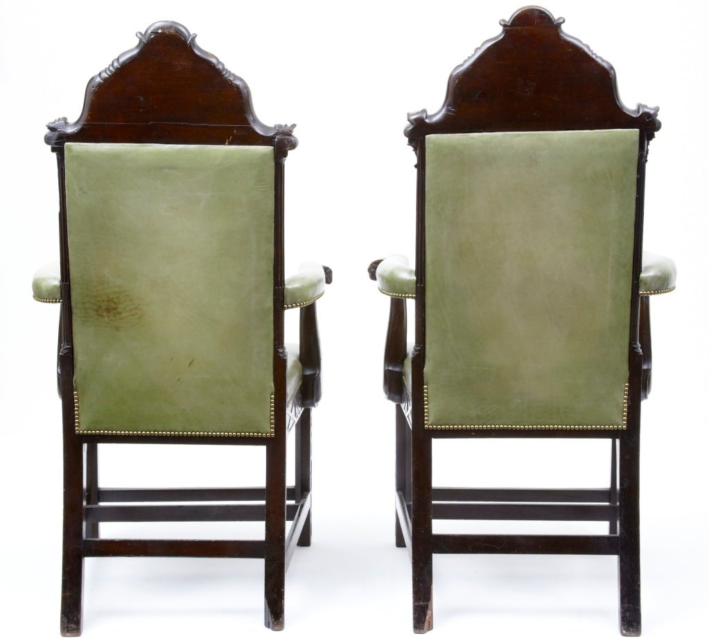 English Early 19th Century Pair Of Mahogany Masonic Throne Chairs
