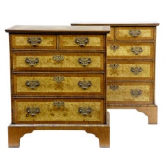 A Fine Pair Of Crossbanded Burr Walnut Small Chest Of Drawers