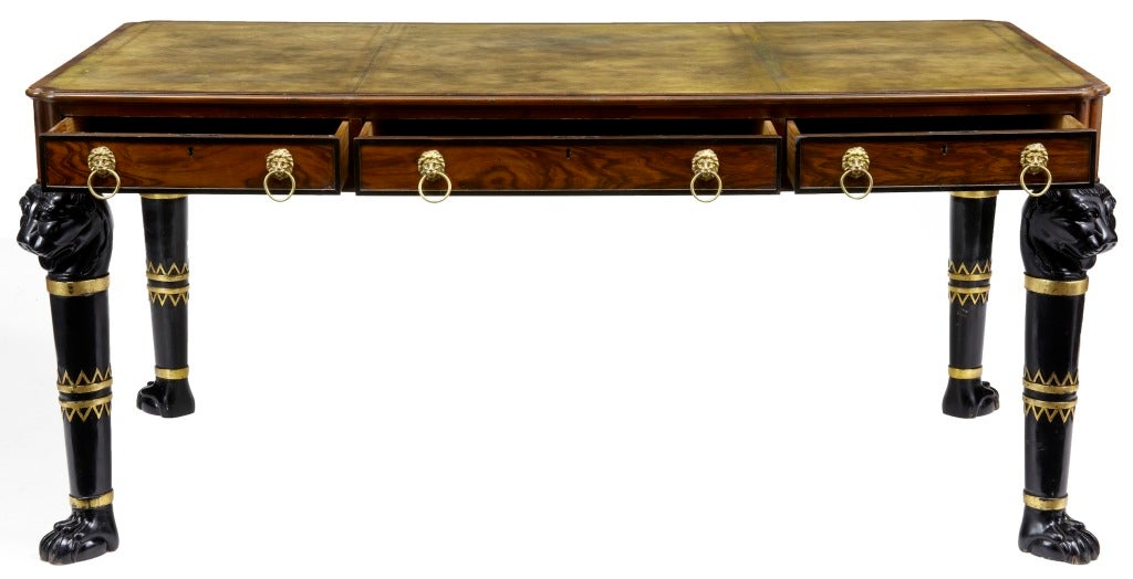 Walnut Partners Desk Library Table Regency Style