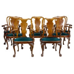 Set Of 8 19th Century Antique Walnut Armchairs