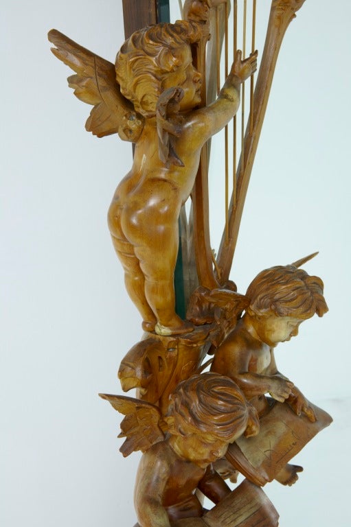Late 19th Century Antique Carved Wood Cherub Cheval Mirror 4