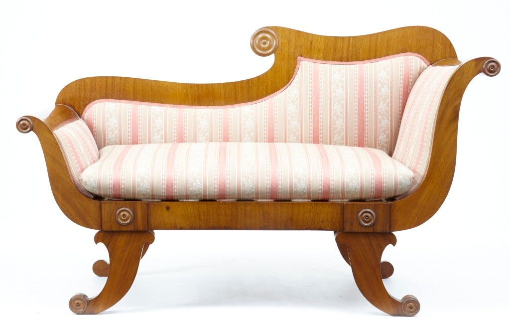19th Century Antique Mahogany Biedermeier Sofa Day Bed