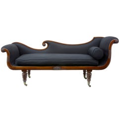 19th Century Regency Carved Mahogany Scrolled Sofa Day Bed