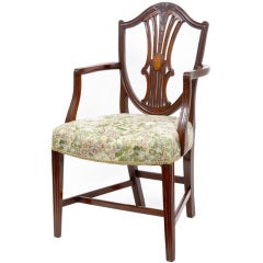 19th Century Mahogany Shield Back With Inlaid Fan