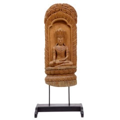 19th Century Carved Buddha Shrine On Later Stand