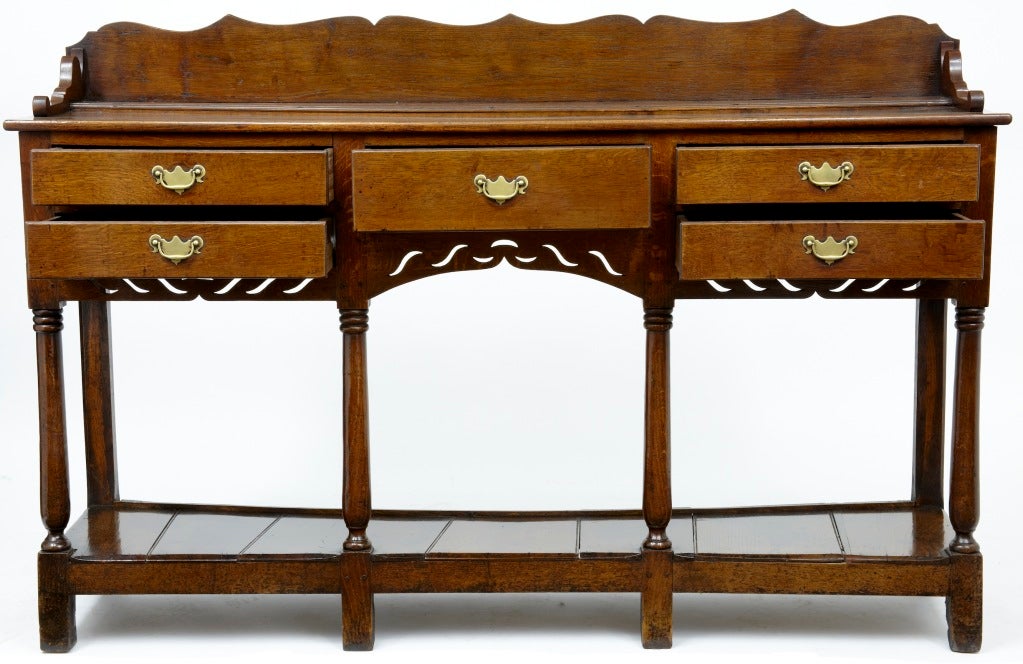 18th Century Antique Oak Potboard Dresser Base