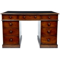 19th Century Antique Mahogany Partners Pedestal Desk 19th Century Antique Mahogany Partners Pedestal Desk