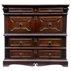 Late 17th Century Antique Moulded Oak Split Chest Of Drawers