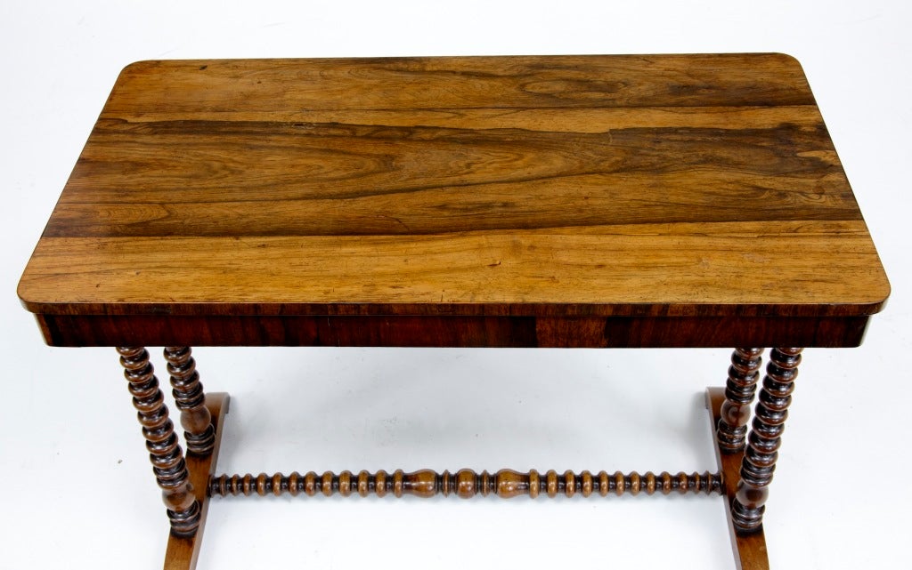 19th Century Antique Rosewood Bobbin Turn Library Table