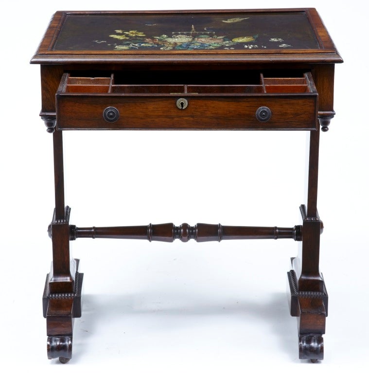 19th Century Regency Antique Rosewood Painted Slate Top Table