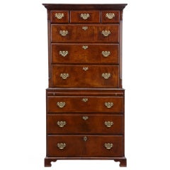 19th Century Antique Walnut Tallboy Chest On Chest