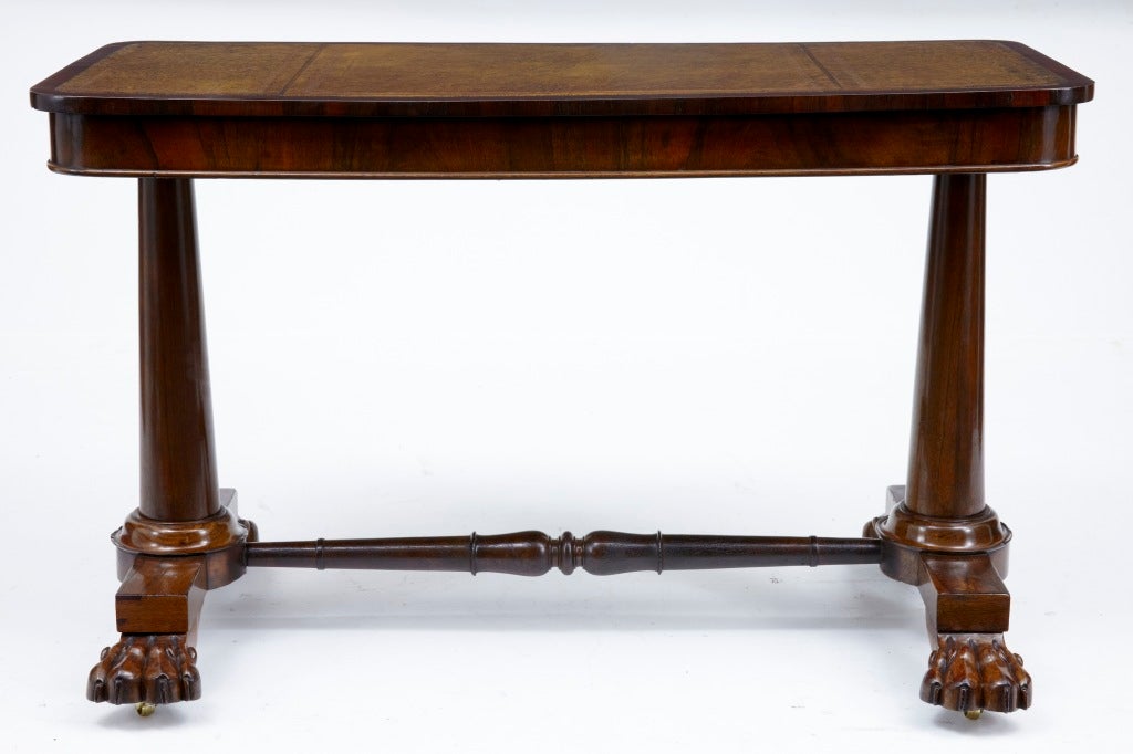 19th Century Antique Regency Rosewood Lion Paw Desk