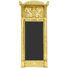 19th Century Antique Swedish Carved Wood And Gilt Pier Mirror