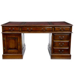Vintage 20th Century Oak Pedestal Partners Desk