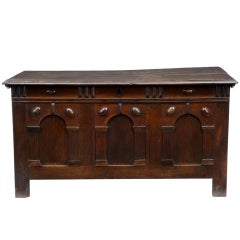 17th Century Antique Jacobean Arcaded Small Oak Coffer