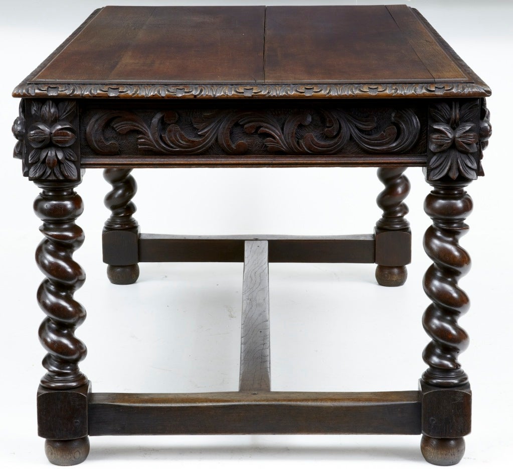 19th Century Antique Carved Oak Lions Head Desk Table In Excellent Condition In Debenham, Suffolk