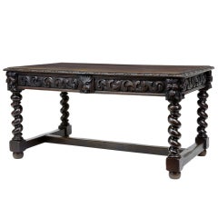 19th Century Antique Carved Oak Lions Head Desk Table