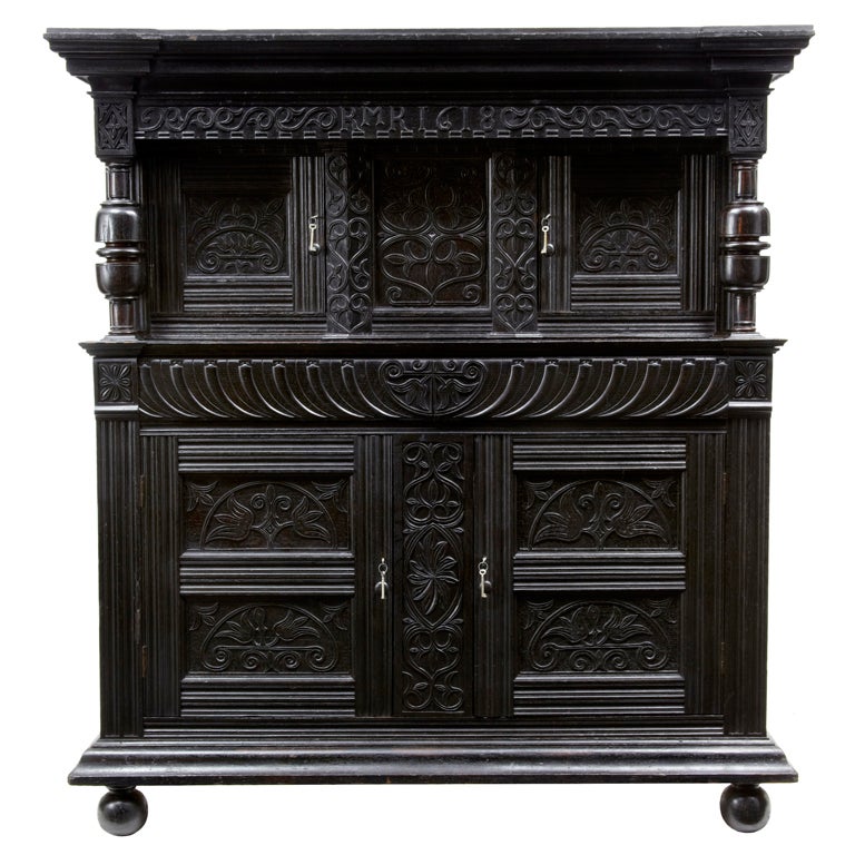 19th Century Victorian Antique Oak Court Cupboard