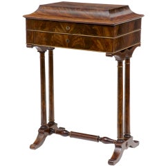 19th Century Antique Flame Mahogany Satinwood Ladies Work Table