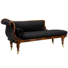 19th Century William IV Antique Rosewood Chaise Lounge Daybed