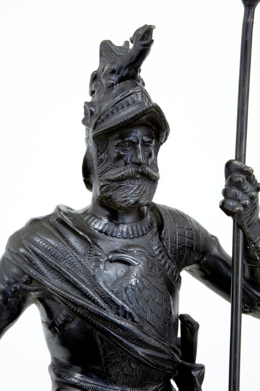 English 19th Century Antique Bronze Knight