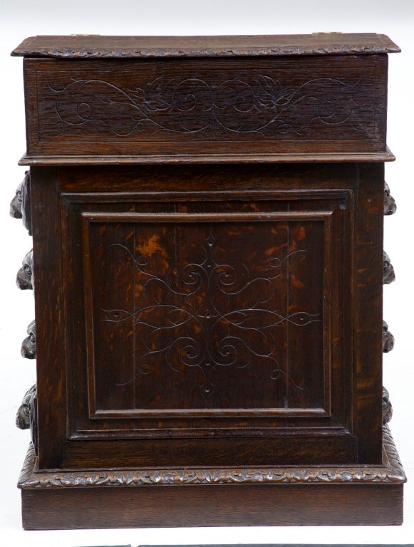 19th Century Antique Carved Oak Davenport 2
