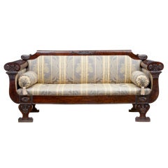 Early 19th Century Antique Carved Scandinavian Karelian Birch Sofa