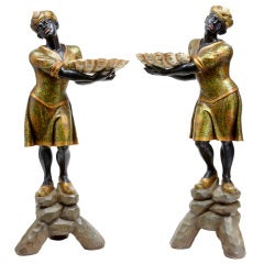 Pair of Carved Wood and Decorated Blackamoors 12