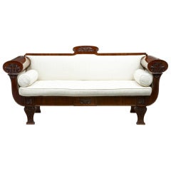 19th Century Scandinavian Carved Mahogany Roll Top Sofa