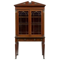 19th Century Antique Mahogany Inlaid Display Cabinet 19th Century Antique Mahogany Inlaid Display Cabinet