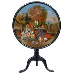 George III Antique Painted Dish Top Tripod Table George III Antique Painted Dish Top Tripod Table