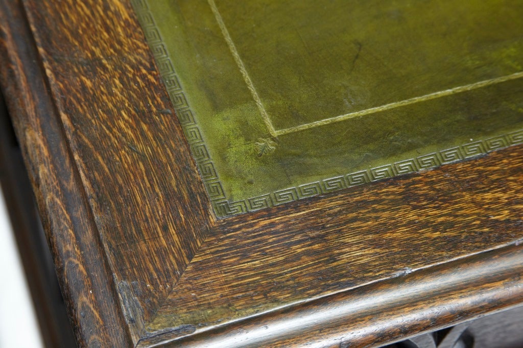 19th Century Antique Pugin Gothic Oak Pedestal Desk 6